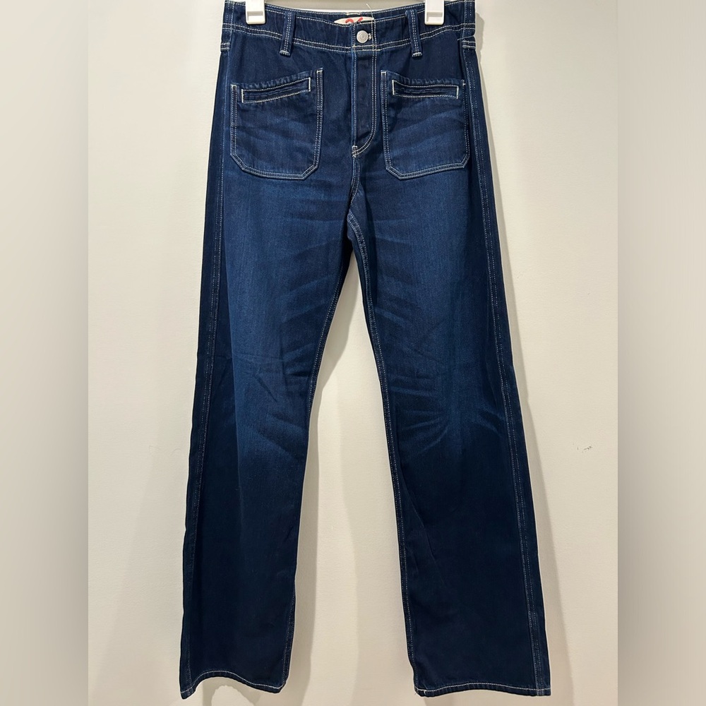NWOT We The Free, Free People Cotton Jeans Sz 26 Blue Button fly High Rise Jeans